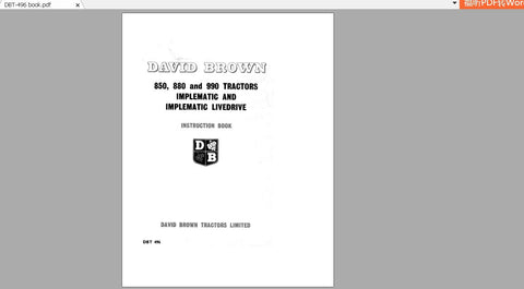 Unlock the full potential of your CASE IH Tractor with the comprehensive Operator’s Manual for David Brown models 850, 880, 990, and DBT-496. This PDF file is an essential resource for both new and experienced operators, providing detailed instructions