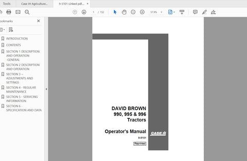 Enhance your farming efficiency with the CASE IH Tractor David Brown 990, 995, 996 Operator’s Manual. This comprehensive PDF file is designed to provide you with essential information and guidance for optimal operation and maintenance of your tractor