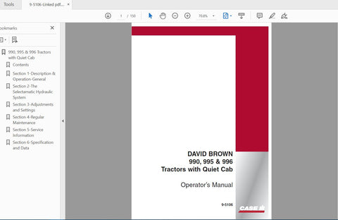Enhance your farming efficiency with the CASE IH Tractor David Brown 990, 995, 996 Operator’s Manual