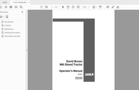 Discover the essential CASE IH Tractor David Brown 990 Diesel TP 611 Operator’s Manual, now available in a convenient PDF format. This comprehensive guide is designed to enhance your understanding of your tractor, ensuring optimal performance