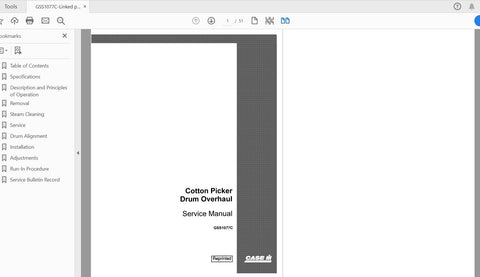 Enhance your maintenance capabilities with the CASE IH Tractor Drum Overhaul Cotton Picker Service Manual GSS1077C. This comprehensive PDF file is designed specifically for cotton