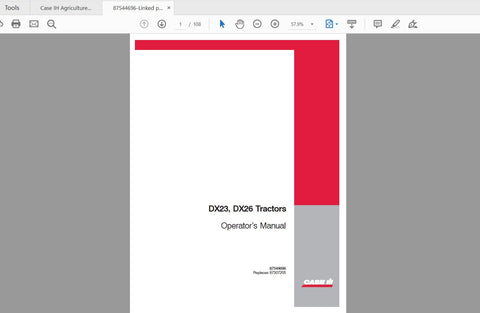 Enhance your operational efficiency with the CASE IH Tractor DX23 DX26 Operator’s Manual (PDF File). This comprehensive guide is designed to provide you with essential information and insights to maximize the performance of your tractor. Whether you're
