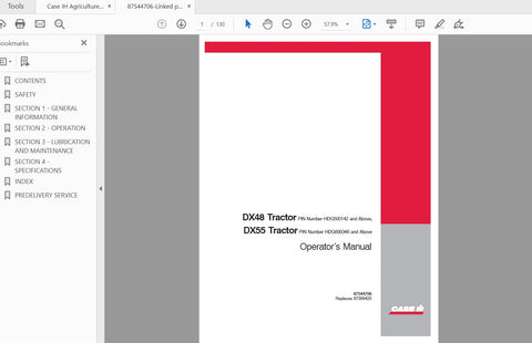 Enhance your farming efficiency with the CASE IH TRACTOR DX48 & DX55 Operator’s Manual (PDF File). This comprehensive guide is designed to provide you with essential information and insights to maximize the performance of your tractor. Whether you're a seasoned operator or new to the machinery, this manual is an invaluable resource
