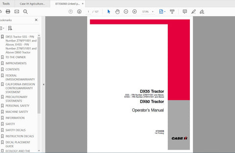 Enhance your farming efficiency with the CASE IH TRACTOR DX55 and DX60 Operator’s Manual. This comprehensive PDF file is designed specifically for the DX55 2WD, DX55 4WD, and DX60 