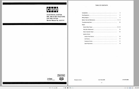 Discover the essential CASE IH Tractor Electrical System Service Manual (Model 644, 200, 444) in a convenient PDF format. This comprehensive guide, identified by the part 