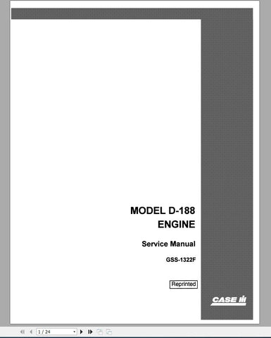 Unlock the full potential of your CASE IH Tractor with the D188 Diesel Engine Service Manual (GSS1322F) in PDF format. This comprehensive guide is designed to provide you with detailed