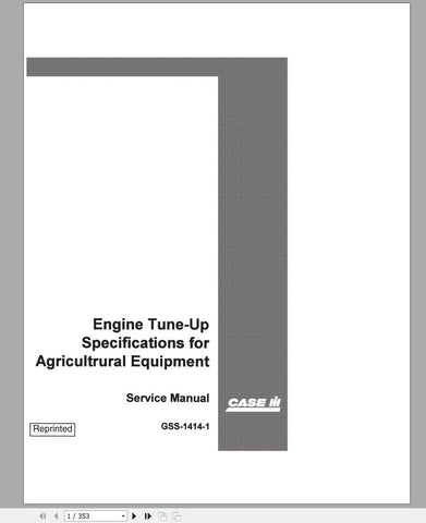 Enhance the performance and longevity of your CASE IH tractor with the CASE IH Tractor Engine Tune-Up Specs Service Manual GSS14141. This comprehensive PDF file