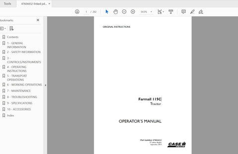 Unlock the full potential of your CASE IH Farmall 115C tractor with the comprehensive Operator’s Manual (PDF file). This essential guide provides detailed instructions