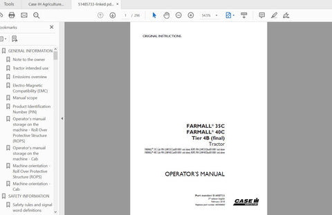 Unlock the full potential of your CASE IH Farmall® 35C and 40C tractors with the comprehensive Operator’s Manual (PDF file). This essential guide is designed to provide you with all the information you need to operate and maintain your equipment efficiently