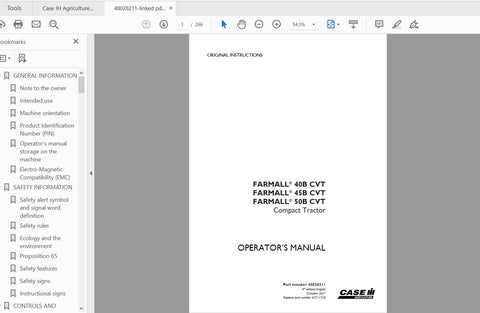 Discover the essential CASE IH Tractor Operator’s Manual for the Farmall® 40B, 45B, and 50B models. This comprehensive PDF file is designed to provide you with all the information you need to operate and maintain your tractor efficiently. With clear instructions