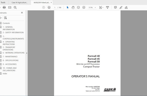 Discover the ultimate guide for your CASE IH Tractor Farmall 40, 45, and 50 models with the comprehensive Operator’s Manual in PDF format. This essential resource is designed to enhance your understanding of your tractor's features, ensuring you get the