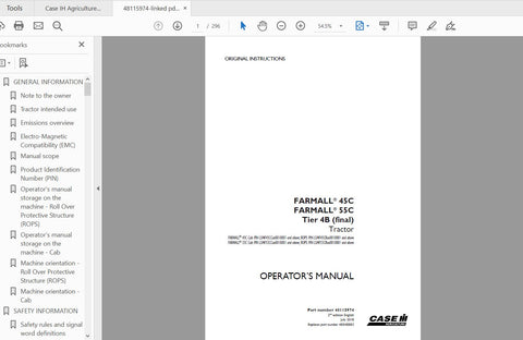 Discover the essential CASE IH Tractor Farmall 45C, 50C, and 55C Tier 4B (Final) Operator’s Manual, available in a convenient PDF format. This comprehensive guide