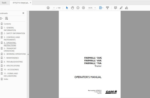 Unlock the full potential of your CASE IH Farmall 50A, 60A, and 70A tractors with the comprehensive Operator’s Manual (PDF file). This essential guide is designed to provide you with all the information you need to operate and maintain your tractor efficiently