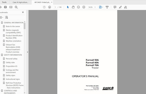 Enhance your farming efficiency with the CASE IH Tractor Farmall® 50A, 60A, and 70A Operator’s Manual. This comprehensive PDF file is designed to provide you with essential information