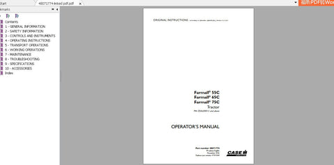 Discover the ultimate guide for your CASE IH Tractor Farmall 40, 45, and 50 models with the comprehensive Operator’s Manual in PDF format. This essential resource is designed to enhance your understanding of your tractor's features, ensuring you get the