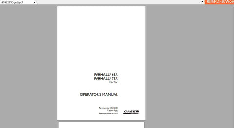 Unlock the full potential of your CASE IH Farmall 65A and 75A tractors with the comprehensive Operator’s Manual (PDF file). This essential guide is designed to provide you with