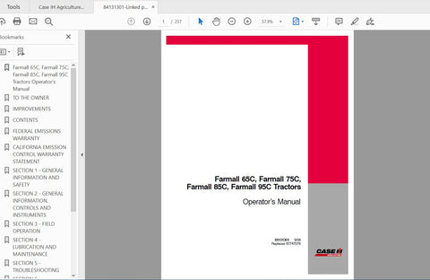 Unlock the full potential of your CASE IH Farmall tractors with the comprehensive Operator’s Manual for models 65C, 75C, 85C, and 95C. This PDF file is designed to