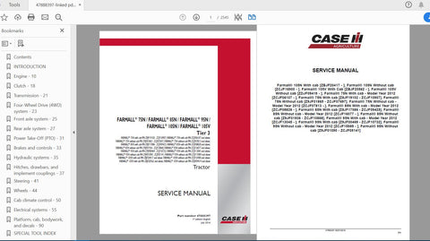Unlock the full potential of your CASE IH Tractor with the Farmall 75N, 105N, and Farmall 105V Tier 3 Service Manual (Part No. 47888397). This comprehensive PDF file is your