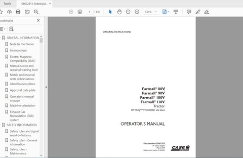 Unlock the full potential of your CASE IH Farmall 80V, 90V, 100V, and 110V tractors with the comprehensive Operator’s Manual (PDF file). This essential guide provides detailed instructions and insights to help you operate and maintain your tractor efficiently,