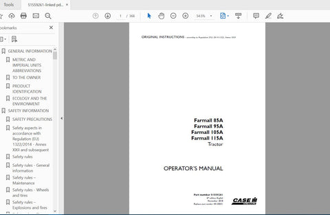 Discover the essential CASE IH Tractor Farmall Operator’s Manual, designed specifically for models 85A, 95A, 105A, and 115A. This comprehensive PDF file provides you with all the information you need to operate and maintain your tractor efficiently. With clear