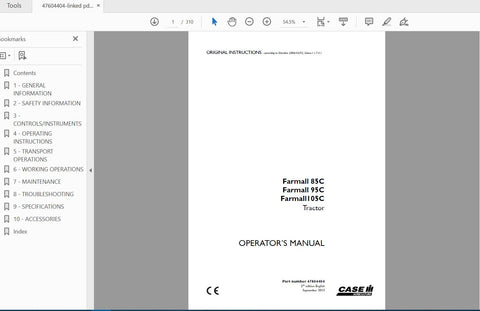 Unlock the full potential of your CASE IH Farmall 85C, 95C, and 05C tractors with the comprehensive Operator’s Manual (PDF file). This essential guide provides detailed instructions and insights to help you operate and maintain your equipment efficiently, 