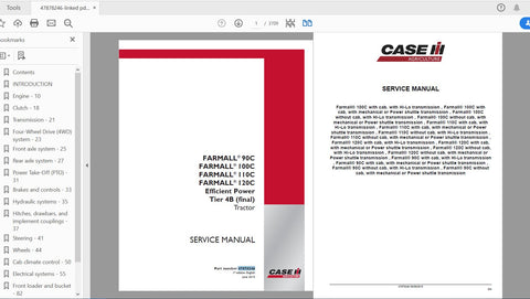Discover the ultimate resource for maintaining your CASE IH Tractor Farmall 90C and 120C with the Tier 4B (Final) Service Manual (PDF File). This comprehensive guide is designed