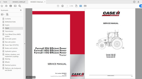 Unlock the full potential of your CASE IH Farmall 95U, 105U, and 115U tractors with the Efficient Power Service Manual (84568025) in PDF format. This comprehensive guide is designed