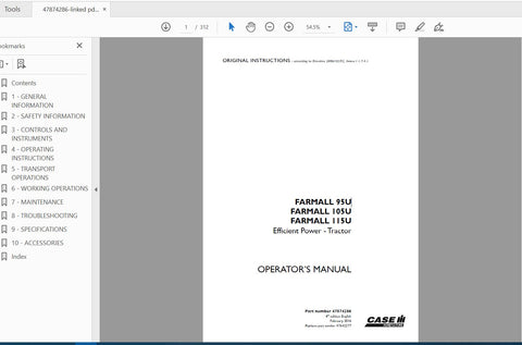 Unlock the full potential of your CASE IH Farmall 95 HC tractor with the comprehensive Operator’s Manual, available in a convenient PDF format. This essential guide provides