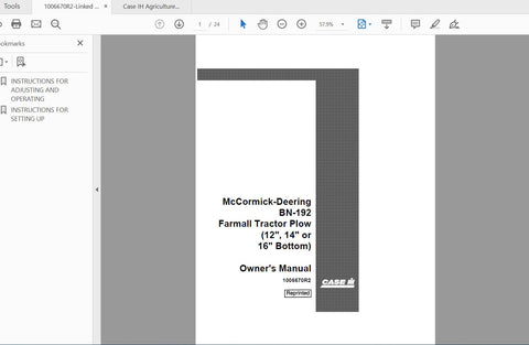 Discover the essential resource for your CASE IH Tractor Farmall BN-192 with the McCormick-Deering 1006670R2 Operator’s Manual. This comprehensive PDF file is designed to provide you with all the information you need to operate and maintain your tractor efficiently