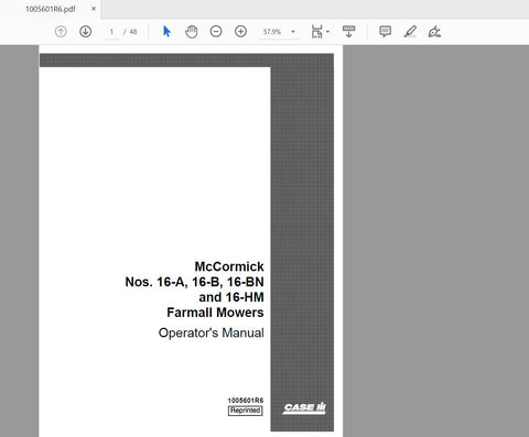 Discover the essential CASE IH Tractor Farmall Mowers Operator’s Manual, designed specifically for models 16A, 16B, 16BN, and 16HM. This comprehensive PDF file provides you with all