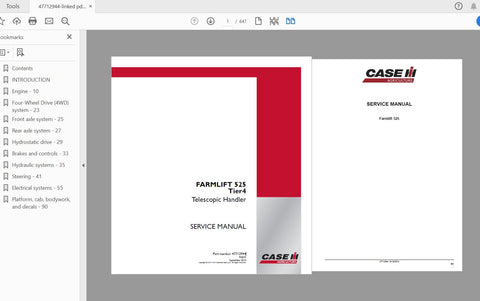 Discover the ultimate resource for your CASE IH Tractor Farmlift 525 Tier 4 Telescopic Handler with our comprehensive service manual (PDF file, part number 47712944). This essential