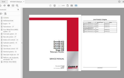 Unlock the full potential of your CASE IH Tractor with the Farmlift 632, 635, 735, 742, and 935 Telescopic Handler Service Manual (48192604). This comprehensive PDF file is your go-to resource