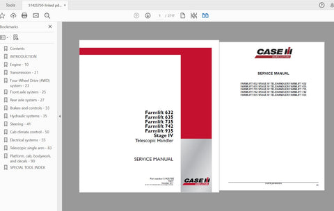 Discover the ultimate resource for your CASE IH Tractor Farmlift models 632, 635, 735, 742, and 935 with the comprehensive Service Manual (51425750) in PDF format. This essential
