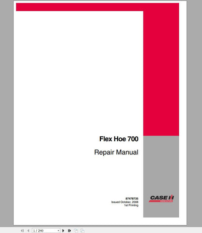 Discover the ultimate resource for your CASE IH Tractor Flex Hoe 700 with the comprehensive Repair Manual