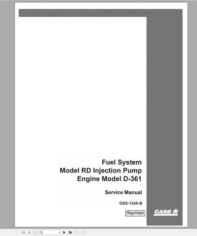 Discover the essential CASE IH Tractor Fuel System Model RD Injection Pump Engine Model D-361 Service Manual (GSS1345B) in a convenient PDF format. This comprehensive 