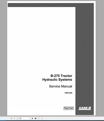Discover the essential CASE IH Tractor Hydraulic System B-275 Service Manual (GSS1250) in a convenient PDF format