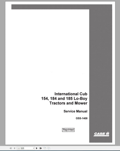 Discover the ultimate resource for maintaining your CASE IH Tractor International 154, 184, and 185 Cub Lo-Boy with the comprehensive Service Manual GSS1408. This PDF file is designed to provide you with detailed instructions, diagramsC