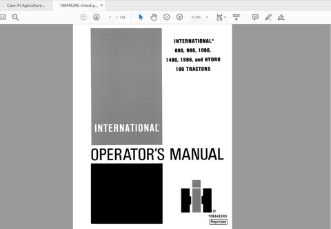 Discover the ultimate resource for your CASE IH tractor with the International 886, 986, 1086, 1486, 1586, and Hydro 186 Operator’s Manual. This comprehensive PDF file is designed to provide you with essential information and guidance, ensuring 