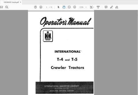 Discover the essential CASE IH Tractor International T-4 and T-5 Crawler Operator’s Manual (PDF File) designed for both novice and experienced operators. This comprehensive