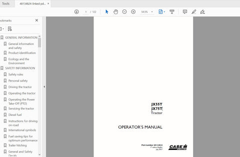 Enhance your farming efficiency with the CASE IH TRACTOR JX55T and JX75T Operator’s Manual, available in a convenient PDF format. This comprehensive guide is