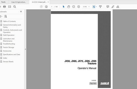 Discover the essential CASE IH Tractor Operator’s Manual for models JX55, JX65, JX75, JX85, and JX95. This comprehensive PDF file is designed to provide you with 