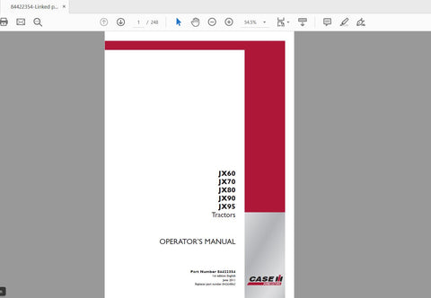Enhance your farming efficiency with the CASE IH Tractor JX Series Operator’s Manual (Models