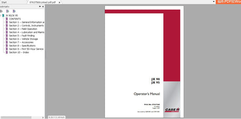 Enhance your farming efficiency with the CASE IH TRACTOR JX90, JX95 Operator’s Manual (PDF File). This comprehensive guide is designed to provide you with essential information and insights to maximize the performance of your tractor. Whether you're a seasoned operator or new to CASE IH machinery, this manual is an invaluable resource