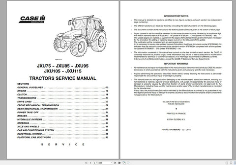Unlock the full potential of your CASE IH Tractor with the JXU75, JXU85, JXU95, JXU105, and JXU115 Service