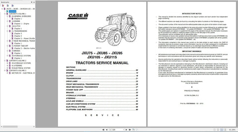 Unlock the full potential of your CASE IH Tractor with the JXU75, JXU85, JXU95, JXU105, and JXU115 Utility Service Manual (Part No. 87679936A2). This comprehensive PDF