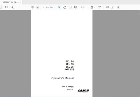 Unlock the full potential of your CASE IH Tractor with the JXU 75, JXU 85, JXU 95, and JXU 105 Operator’s Manual. This comprehensive PDF file is designed to provide you with essential