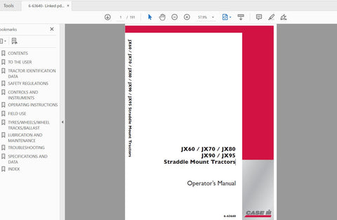 Enhance your operational efficiency with the CASE IH Tractor JX 60, 70, 80, 90, 95 Straddle Mount Operator’s Manual. This comprehensive PDF file is designed to provide you with all the essential information needed to maximize the performance of