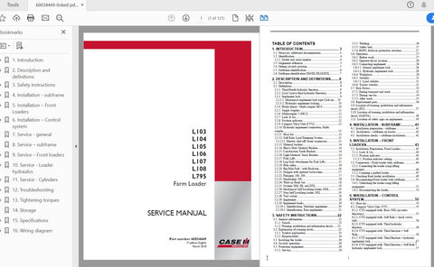 Unlock the full potential of your CASE IH tractor with the comprehensive Farm Loader Service Manual (60034449). This PDF file is specifically designed for models L103, L104, L105, L106, L107, L108, and L795, providing you with essential information to keep your equipment