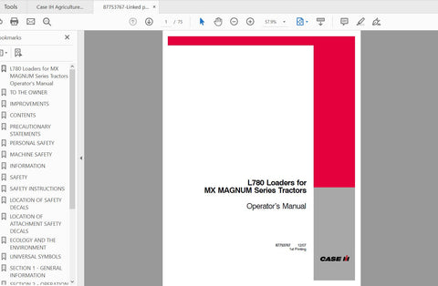 Discover the essential CASE IH Tractor L780 Loaders Operator’s Manual designed specifically for MX Magnum Series tractors. This comprehensive PDF file provides you with 