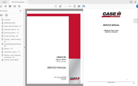 Unlock the full potential of your CASE IH LB434 XL Square Baler with the comprehensive Service Manual (Part Number: 48123759). This PDF file is an essential resource for operators